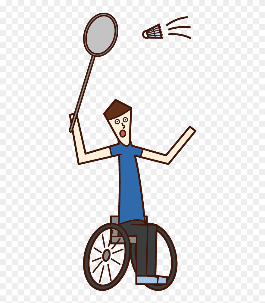 Illustration Of A Badminton Player In A Wheelchair - Woman Clipart