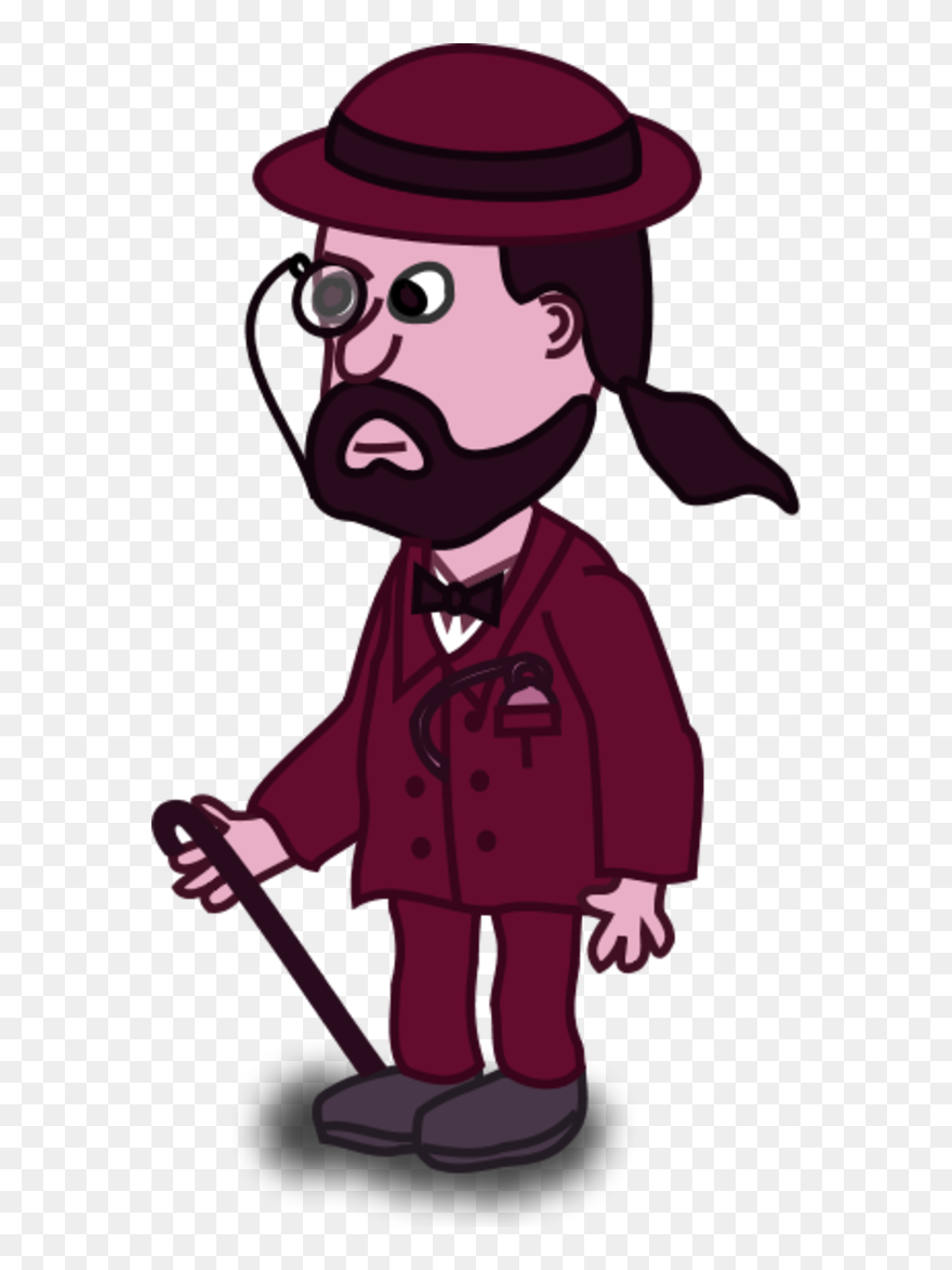 Gentleman Walking Stick Suit Comic Character Clipart- - Comic Character Cliparts - Png Download