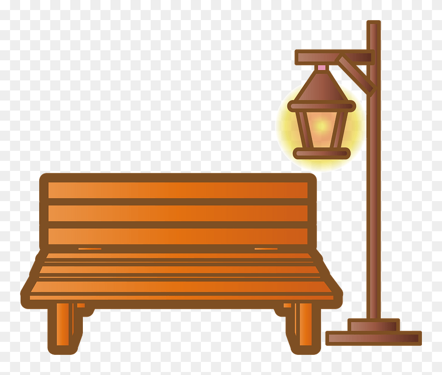 Bench Street Light Clipart - Bench - Png Download