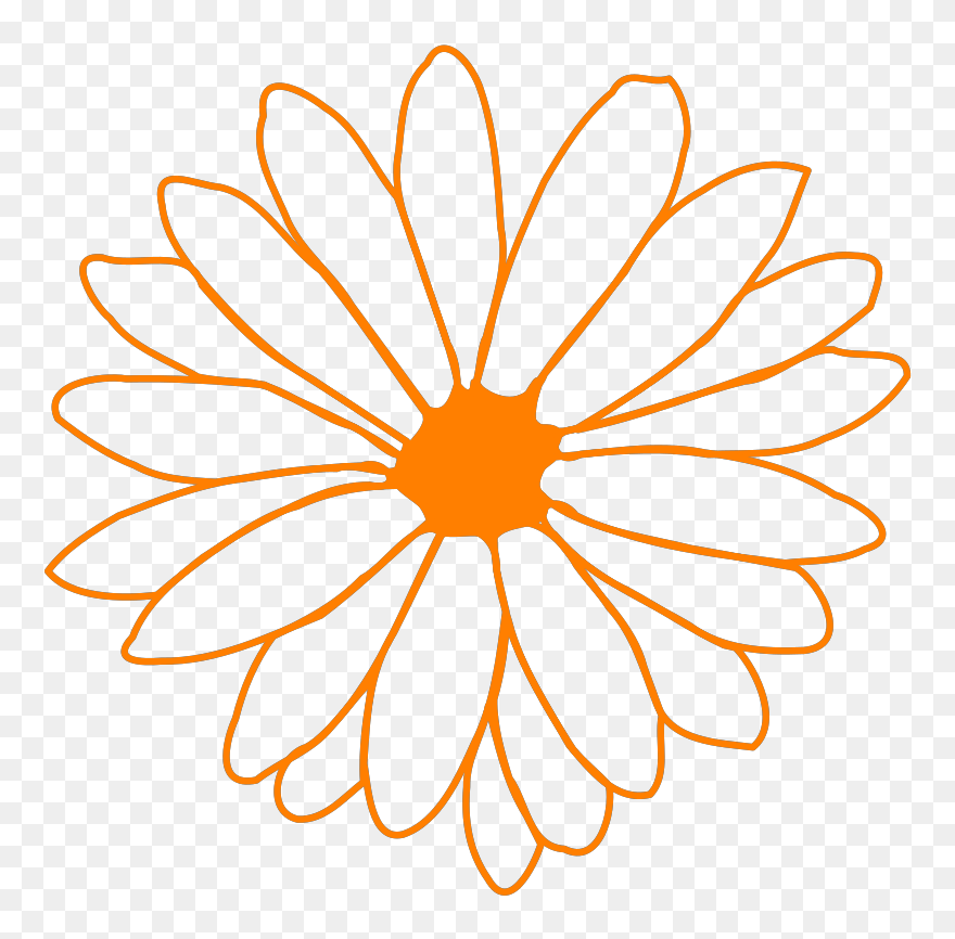 Orange Flower Svg Clip Arts - Flower Outline Clipart - Png Download