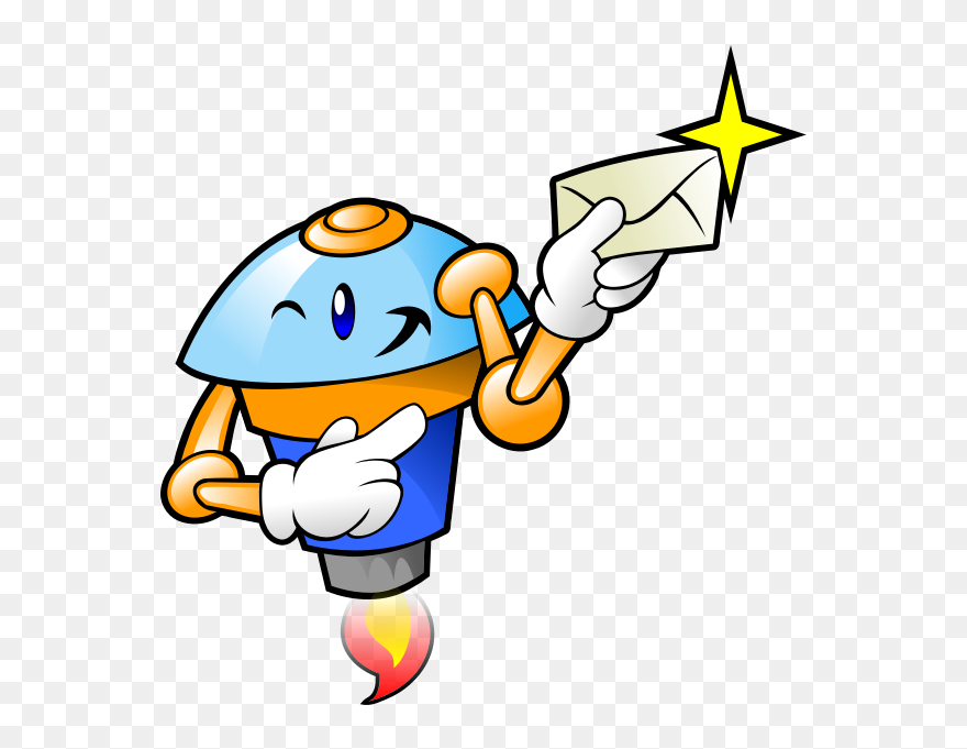 Robot Mascot Delivering Mail - Funny Writing Clipart - Png Download