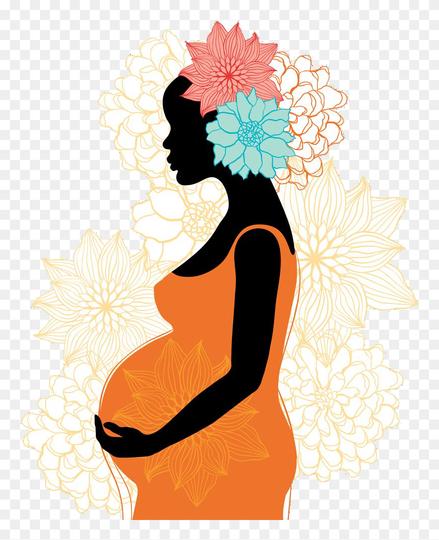 Illustration Of A Pregnant Woman Wearing An Orange - Illustration Clipart