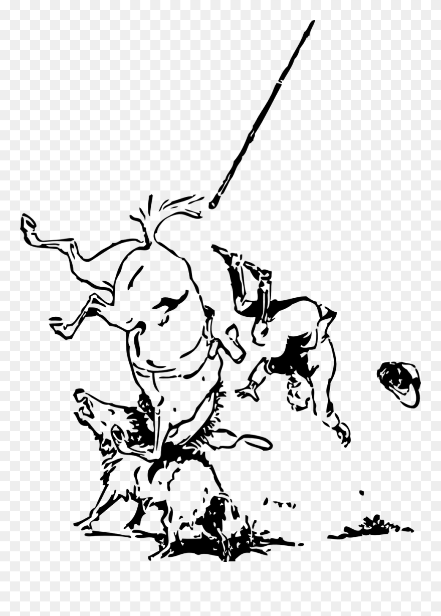 Horse With Hunter Logo Line Art Clipart