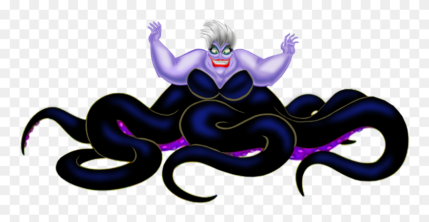 Ursula Ariel Maleficent Cruella De Vil Evil Queen - Little Mermaid Ursula Transparent Clipart