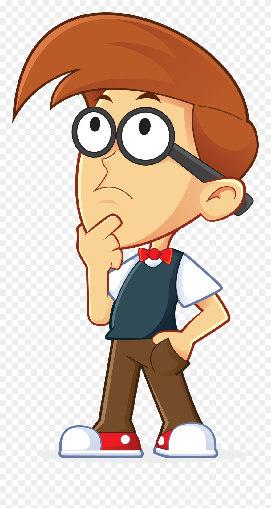 Free Nerd Geek Thinking People High Resolution Clip - Cartoon Man Thinking Clipart - Png Download