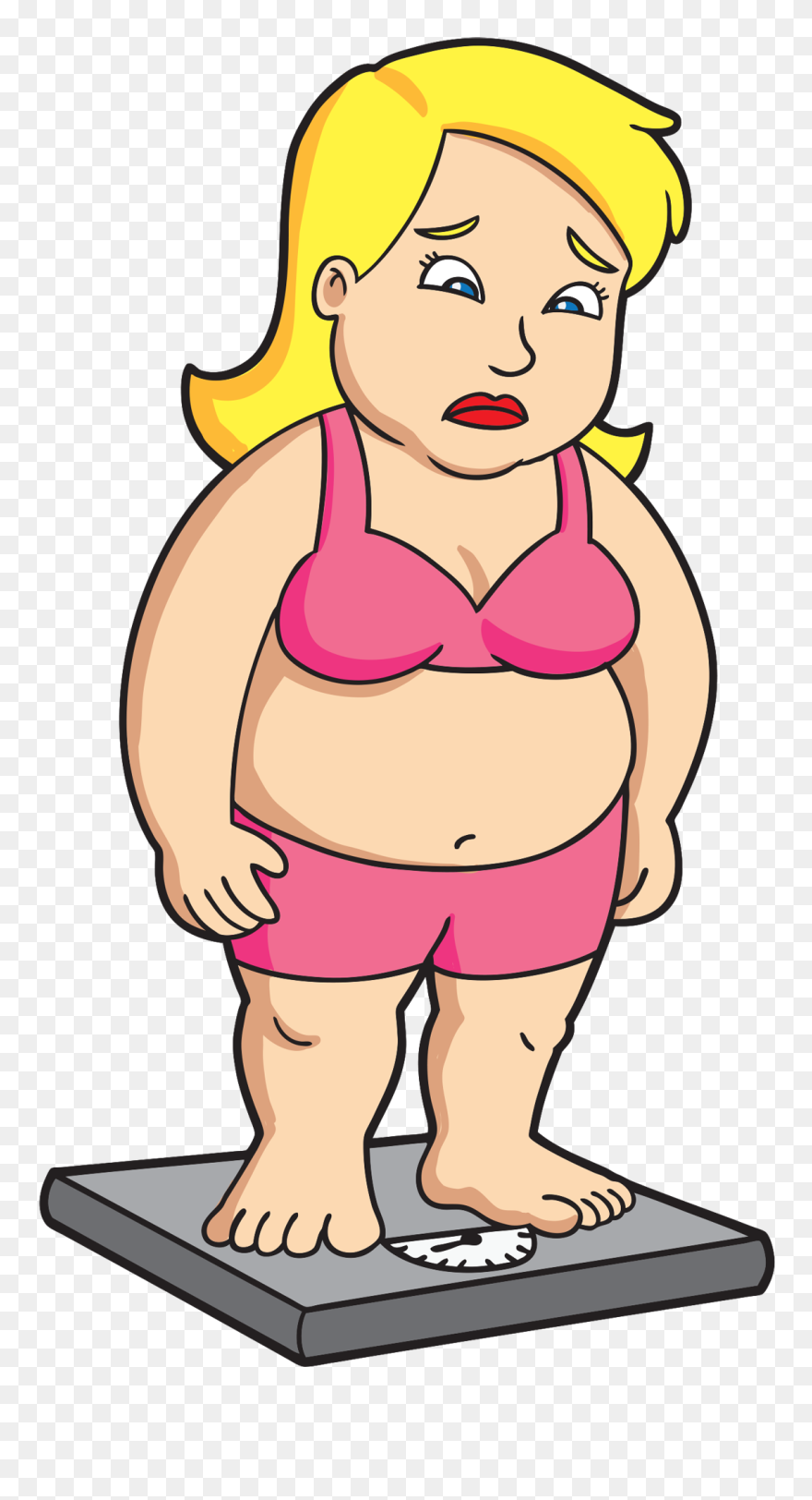Overweight Woman On Scale Clipart