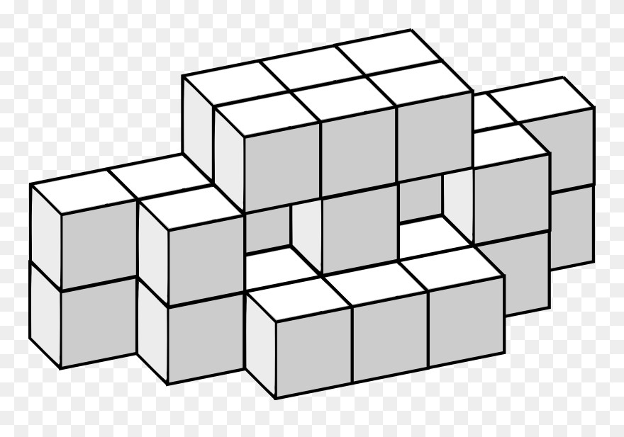 Cube Three-dimensional Symmetry Space Soma Puzzle Clipart - Cubo De Soma Figuras Blanco Y Negro - Png Download