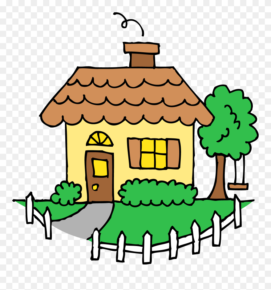 Transparent Outside Clipart - White Picket Fence House Drawing - Png Download