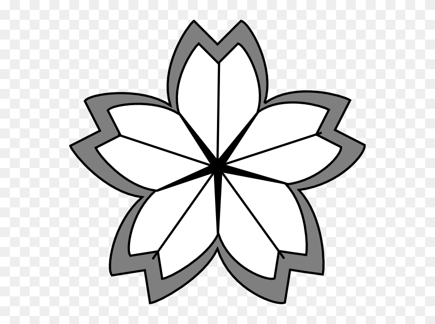 Cherry Blossom Crest 2 Clip Art At Clker - Cherry Blossom Flower Outline - Png Download