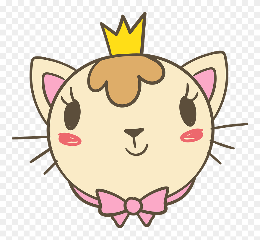 Cat Princess Face Clipart - Kitten Draw Cat For Kids - Png Download