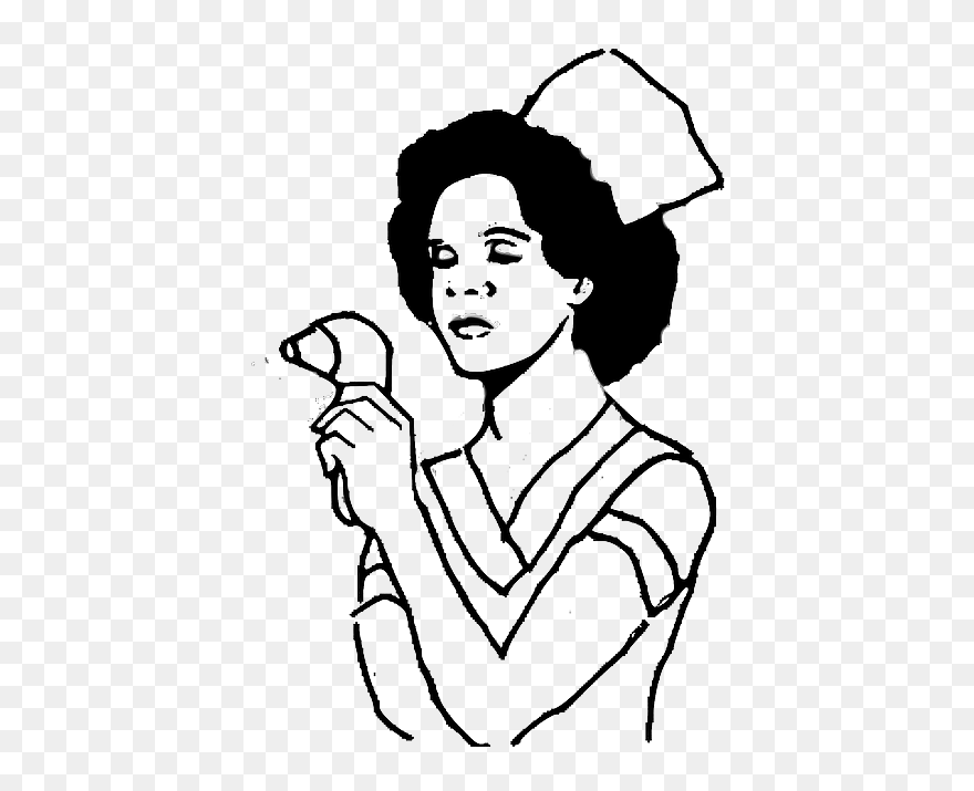 Nurse, Woman, Aboriginal, Afro, Care, Fever, Health - Nurse Clipart Black And White - Png Download