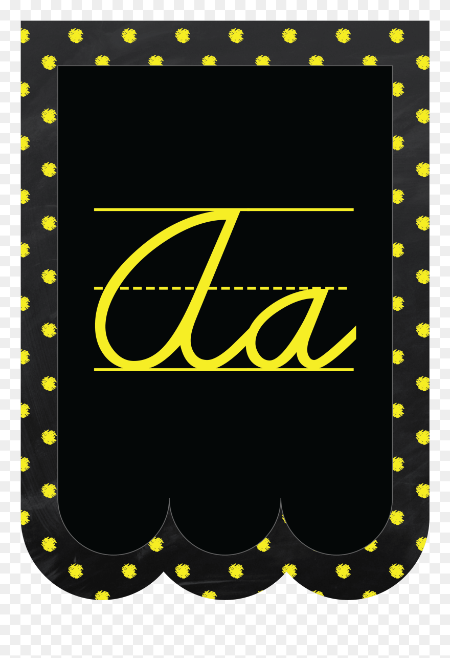 Chalkboard Bunting Banner Alphabet Polka Dot In Cursive - Cursive In Front Of Blackboard Clipart