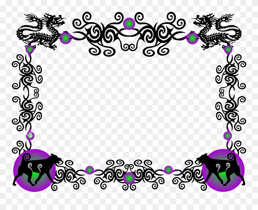 New Years Dog Clipart Graphic Freeuse Library Clipart - Chinese Dragon Border Design - Png Download