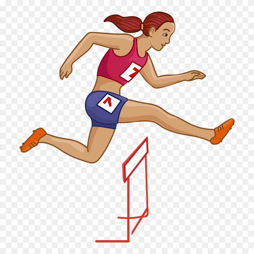 Track And Field Athlete Clipart - 100 Metres Hurdles - Png Download
