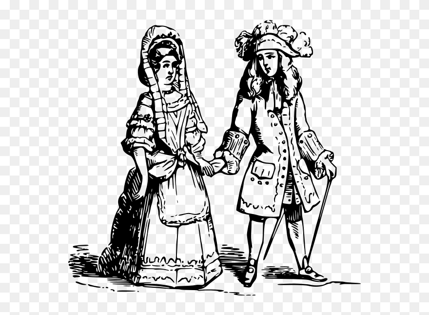 Couple In Costumes Of Around - Cartoon Clipart