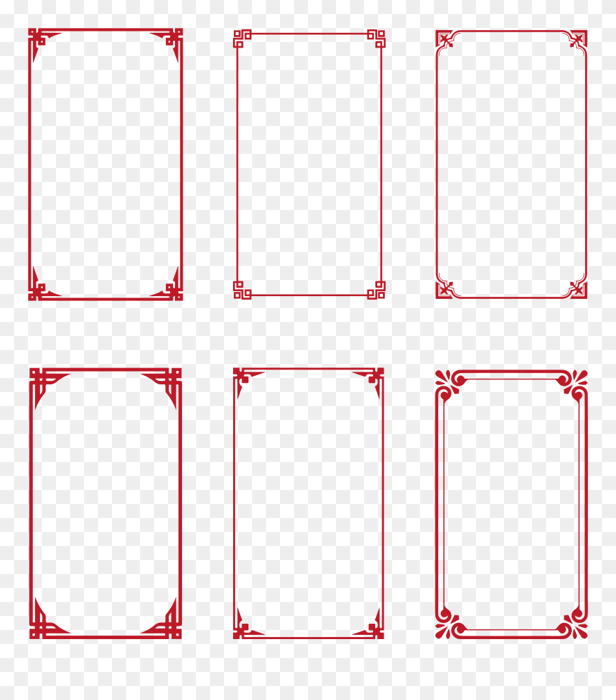 Simple Chinese Style Border Creative Classical Red Clipart