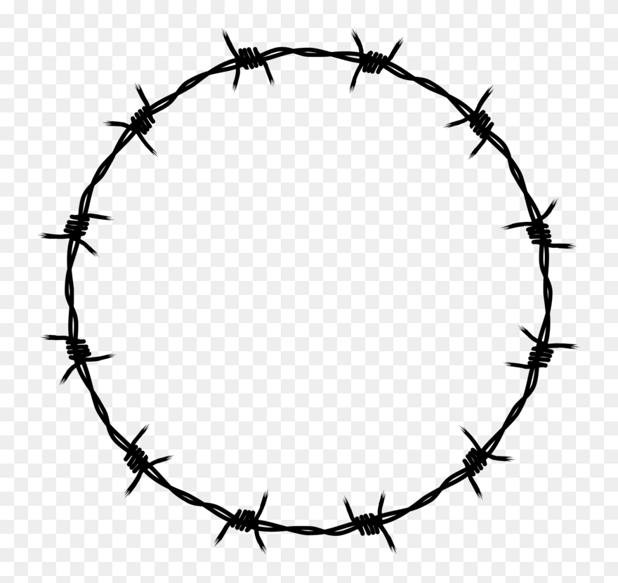 Leaf,symmetry,fence - Barbed Wire Circle Png Clipart