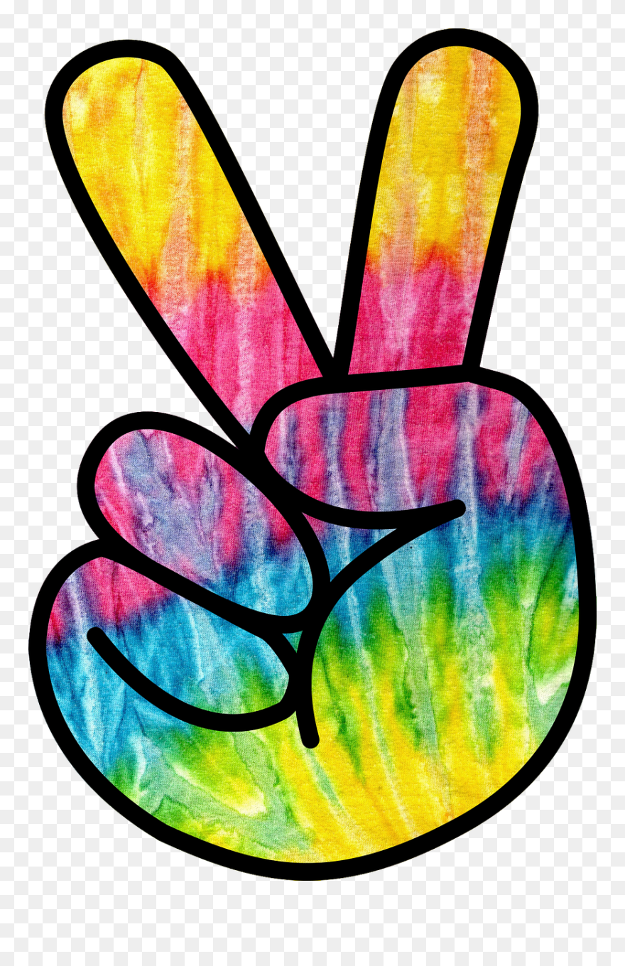 Colorful Hand Sharing Peace Sign - Hippie Peace Sign Hand Clipart