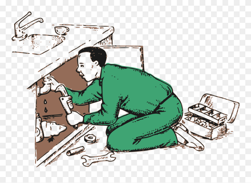 Art,sitting,job - Plumber At Work Clipart - Png Download