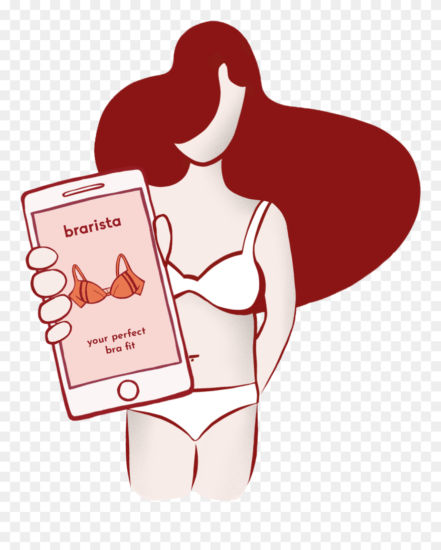 Iphone Girl - Bra Fitting Illustration Clipart
