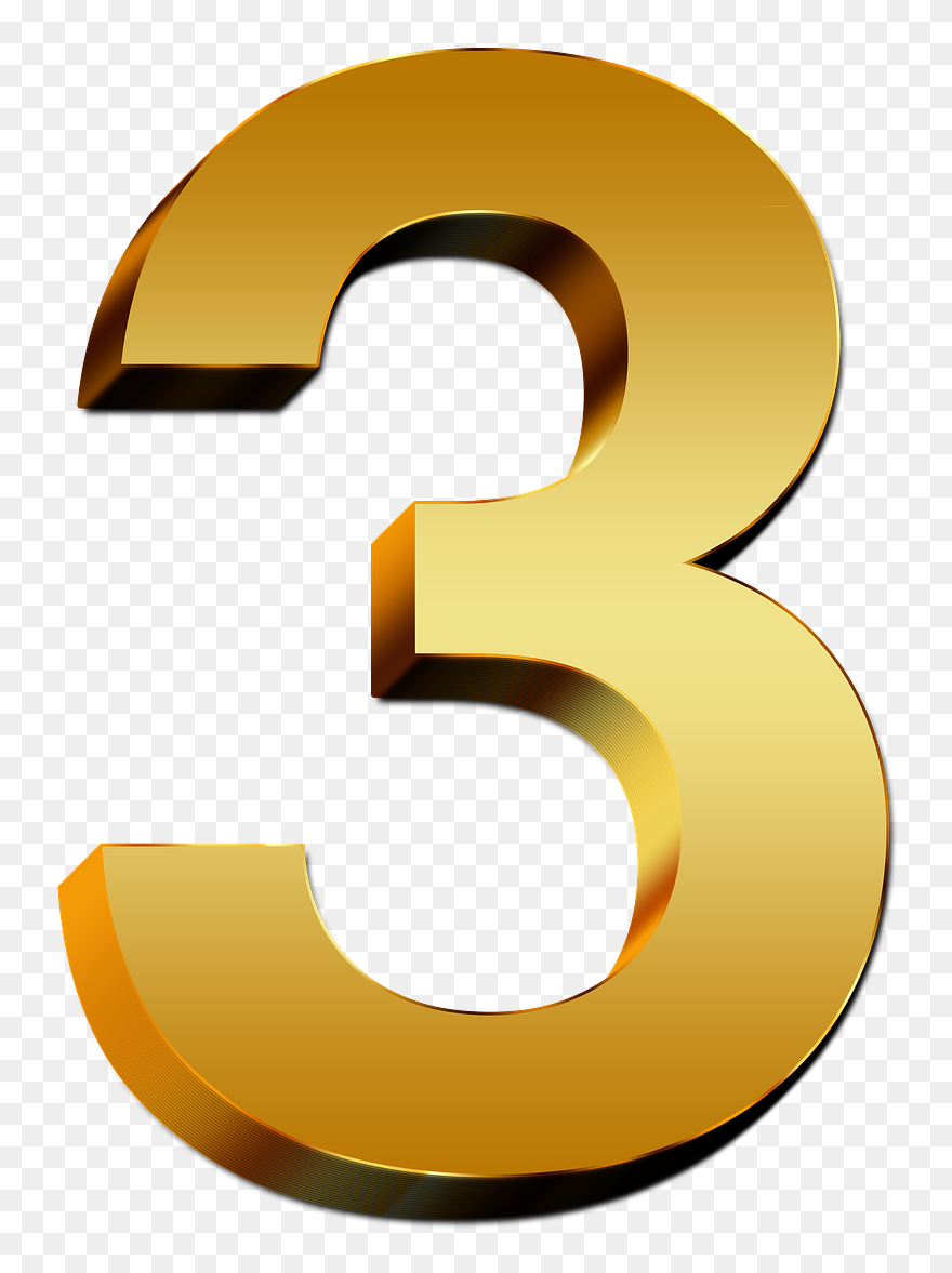 Number 3 Blue Night Clipart Transparent Background - Gold Three - Png Download