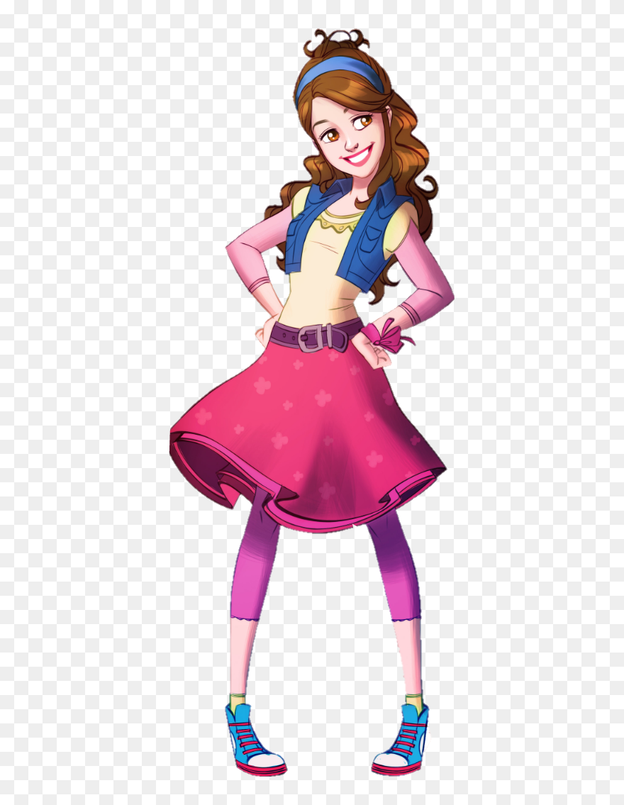 #girl #brunette #longhair #skirt #sneackers #blouse - Illustration Clipart