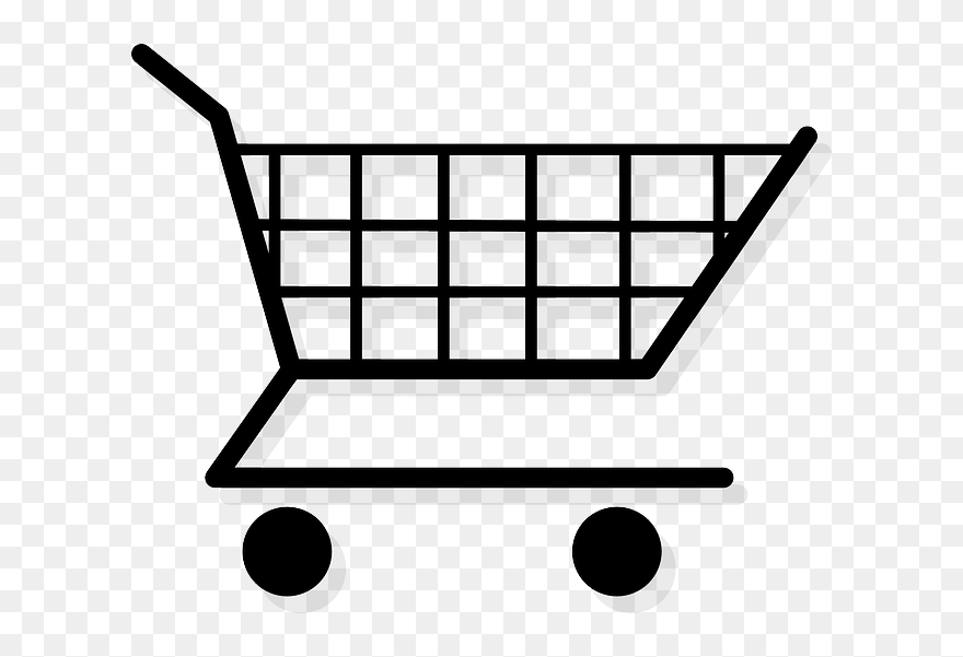 Black, Icon, Food, Outline, Symbol, Car, White, Cartoon - Shopping Cart Clip Art - Png Download