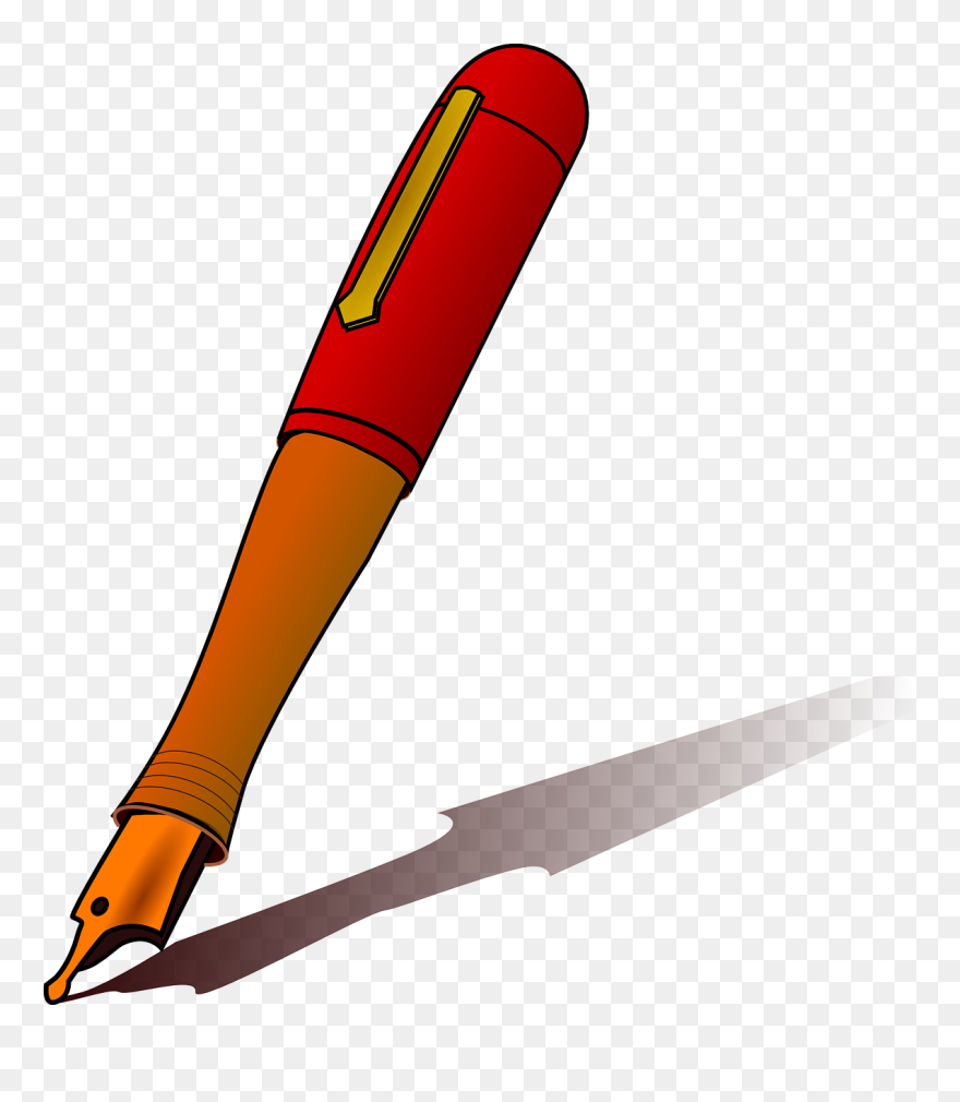 Red, School, Ink, Pen, Outline, Office, Feather - Clipart Images Of Pen - Png Download