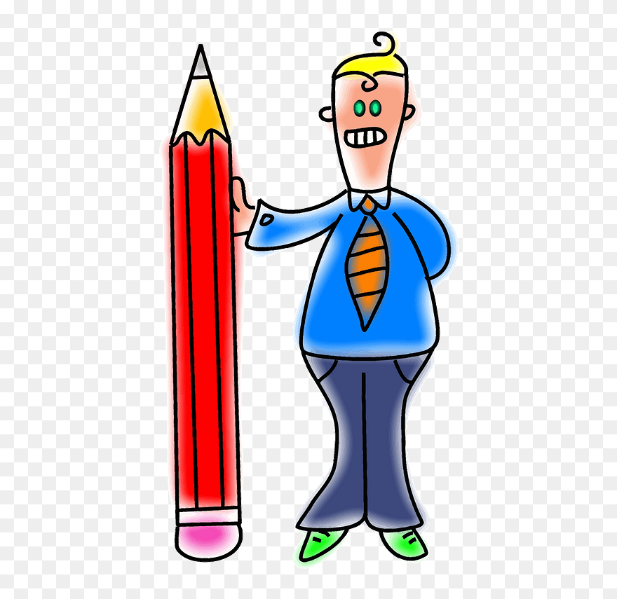 Giant Pencil Man Clipart - Clip Art - Png Download