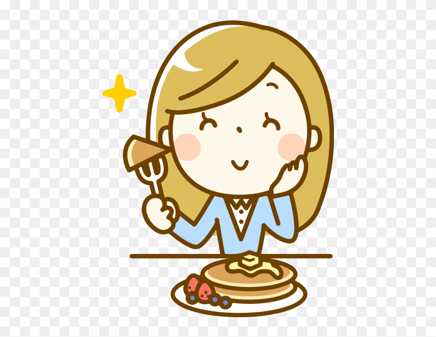Woman Eating Pancakes - Eating A Pancake Clip Art - Png Download