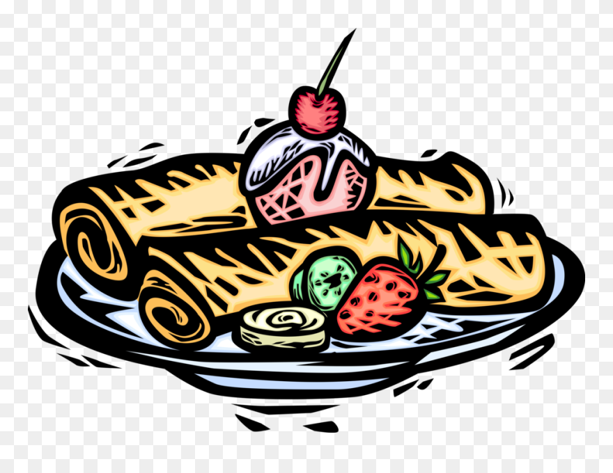 Vector Illustration Of Thin Wheat Flour Pancake Crêpe - Crepes Clip Art - Png Download