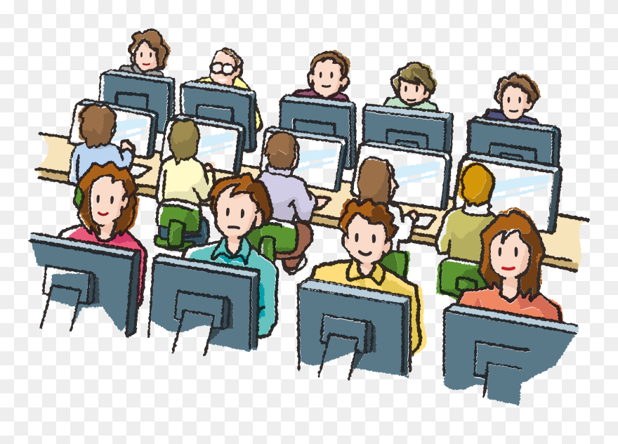 Class Clipart Computer, Class Computer Transparent - Computer Room Clipart Png