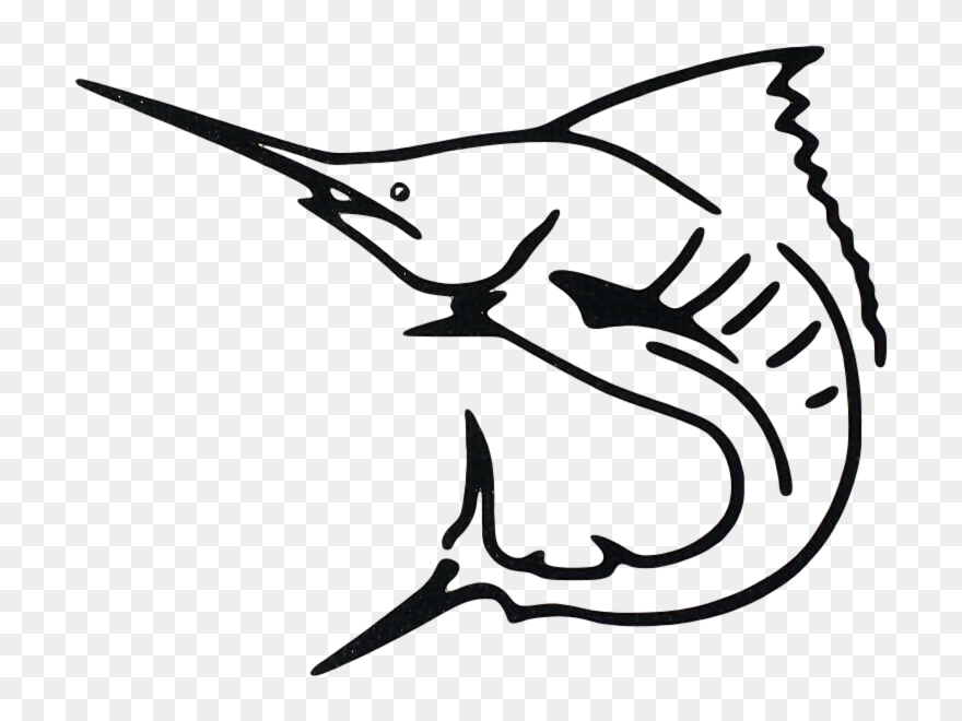 Transparent Blue Marlin Clipart - Black And White Fish Marlin - Png Download