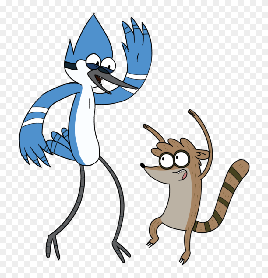 Regular Show Mordecai And Rigby Having Fun - Mordecai And Rigby Clipart
