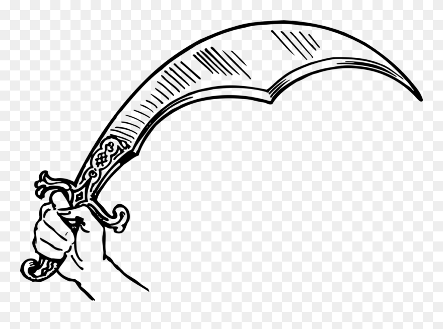 Line Art,angle,area - Scimitar Clipart - Png Download