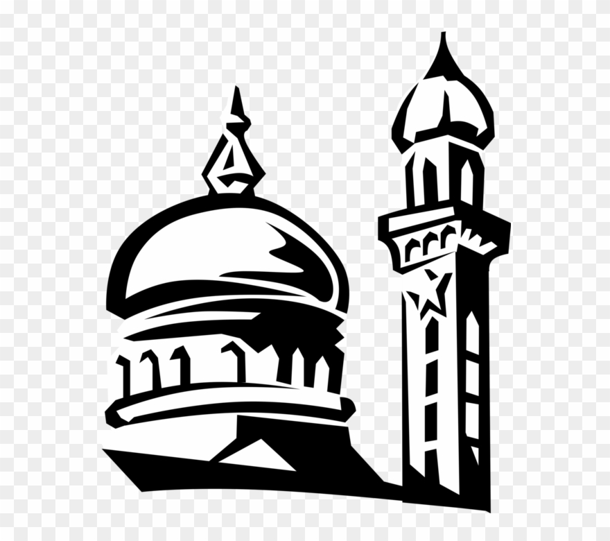 Vector Black And White Stock Islamic Mosque Dome And - Islamic Mosque Png Clipart