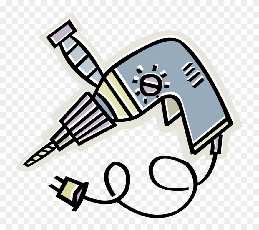 Vector Illustration Of Portable Electric Powered Drill - Taladro En Movimiento Gif Clipart