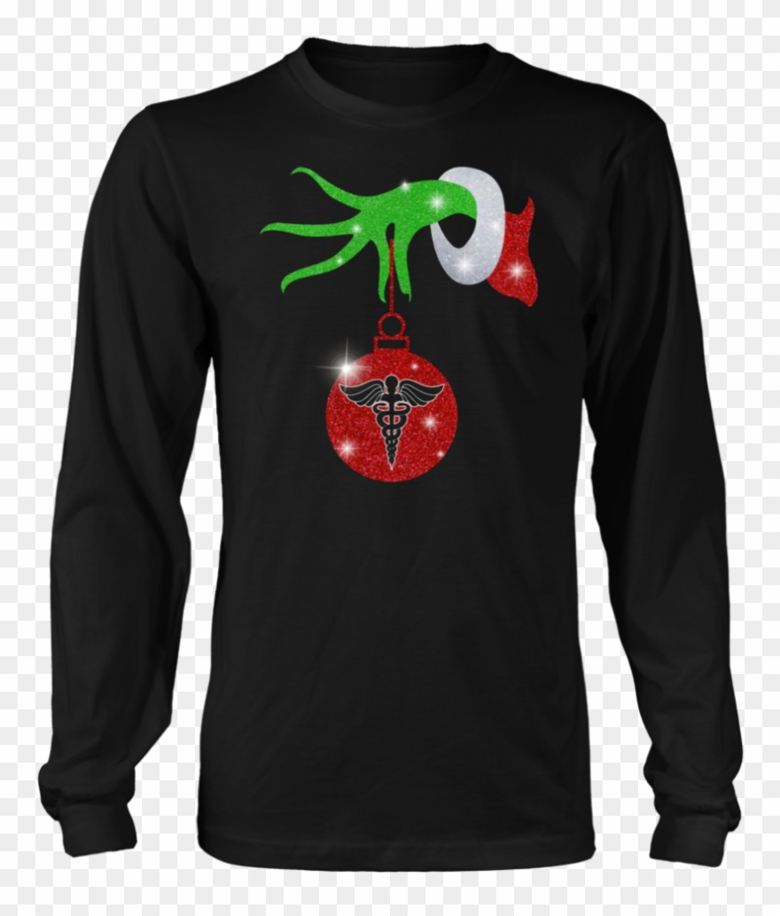 Grinch's-hand Holding Christmas Light Nurse Tshirt - Stand For Those Who Stood For Us Usa Flag Anthem Tshirt- Clipart