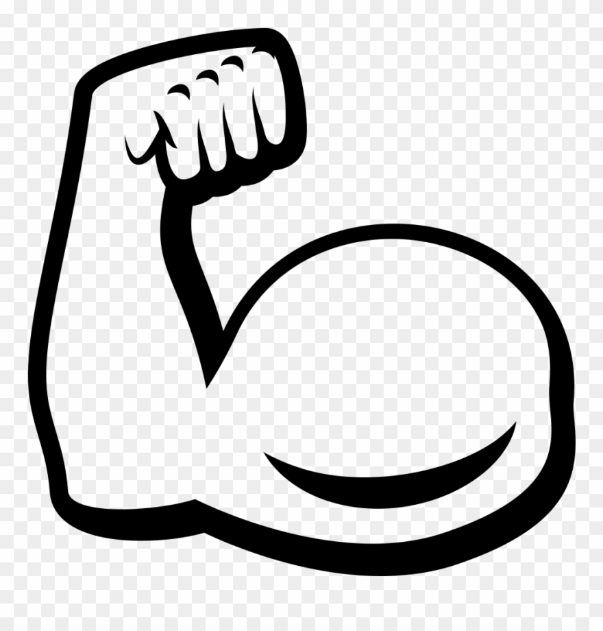 Biceps Drawing Art - Muscle Emoji Black And White Clipart