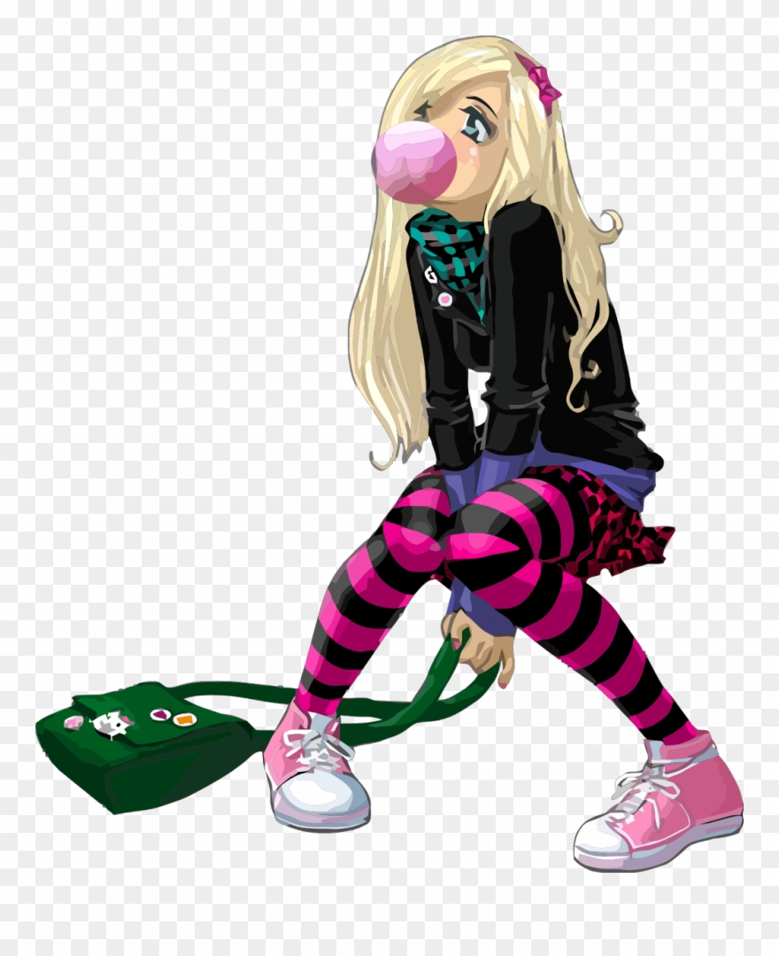 Ftestickers Clipart Cartoon Girl Bubblegum Cute - Anime Girl In Leggings - Png Download