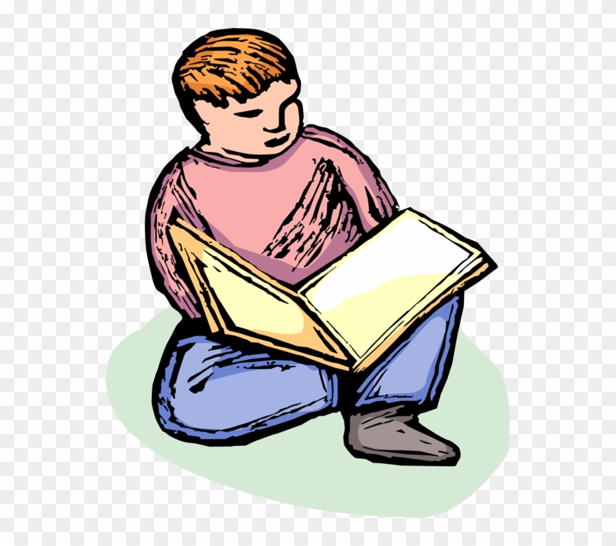 Vector Illustration Of Young Boy Learning To Read Book - Pessoa Lendo Livro Em Png Clipart