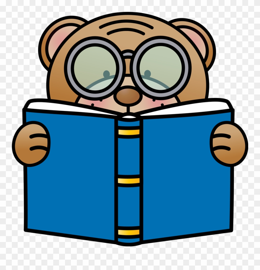 A Bear Reading A Book - Product Clipart