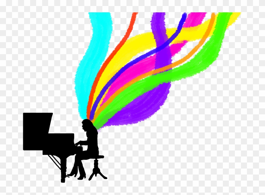 She Sits On The Cool Wooden Bench Of The Piano, Her - El Estoque Clipart