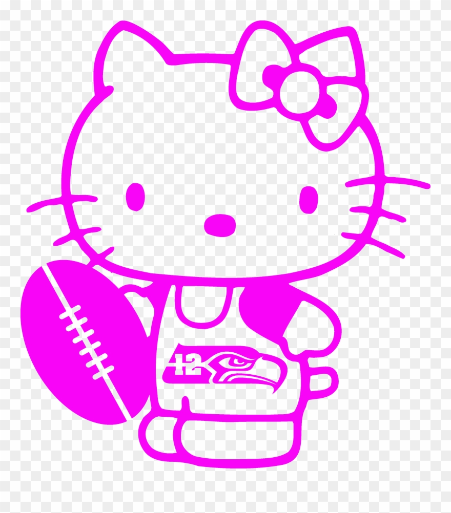 Seahawks Hello Kitty- Pink Only At Idecalsplus Stores - Coloring Printable Hello Kitty Clipart