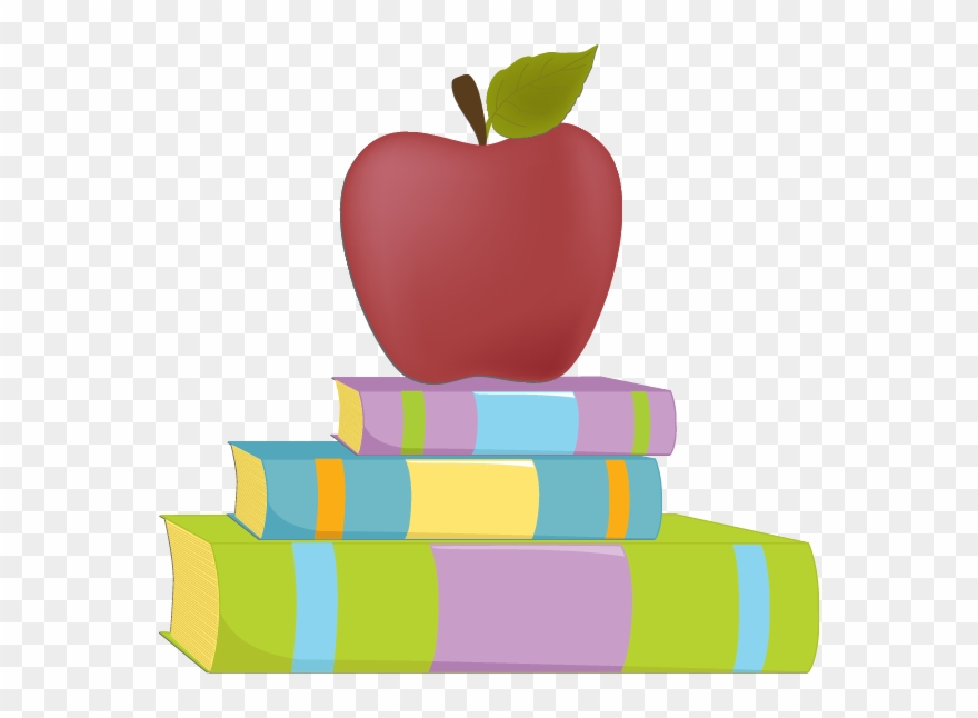 Vector Transparent Library Drawing Art Abstract Red - Apple On Book Drawing Clipart