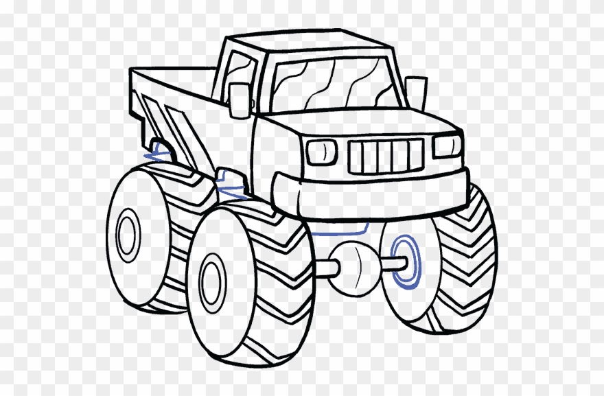 Picture Black And White How To Draw A - Step By Step Drawing Monster Truck Clipart