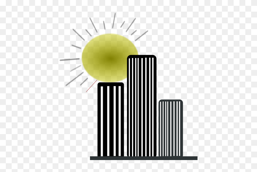 Skyscrapers Silhouettes With The Sun Vector Graphics - Building Clip Art - Png Download