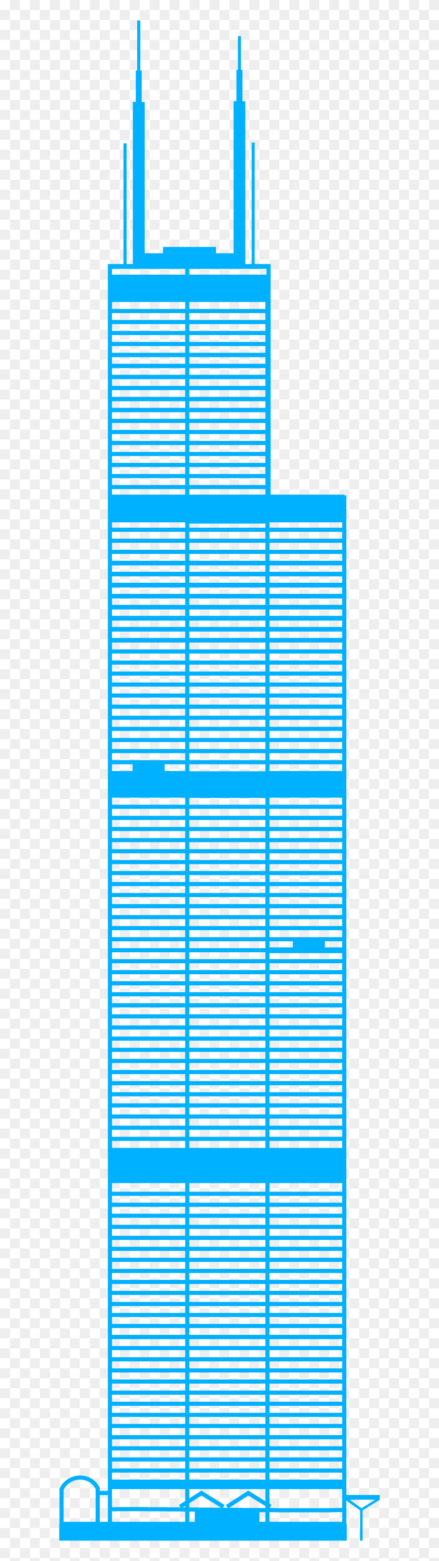 Sears Tower Chicago Front Elevation Clipart
