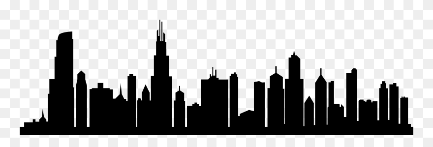 Transparent City Silhouette Png - Silhouette Chicago Skyline Drawing Clipart