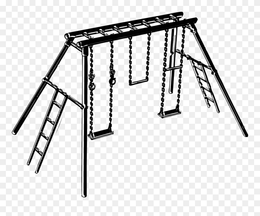 Playground Swings Climbing Frame Park Play - Playgrounds Clipart Black And White - Png Download